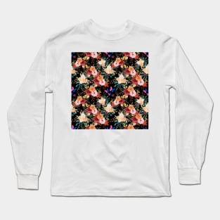 Fall flowers and butterflies surface pattern Long Sleeve T-Shirt